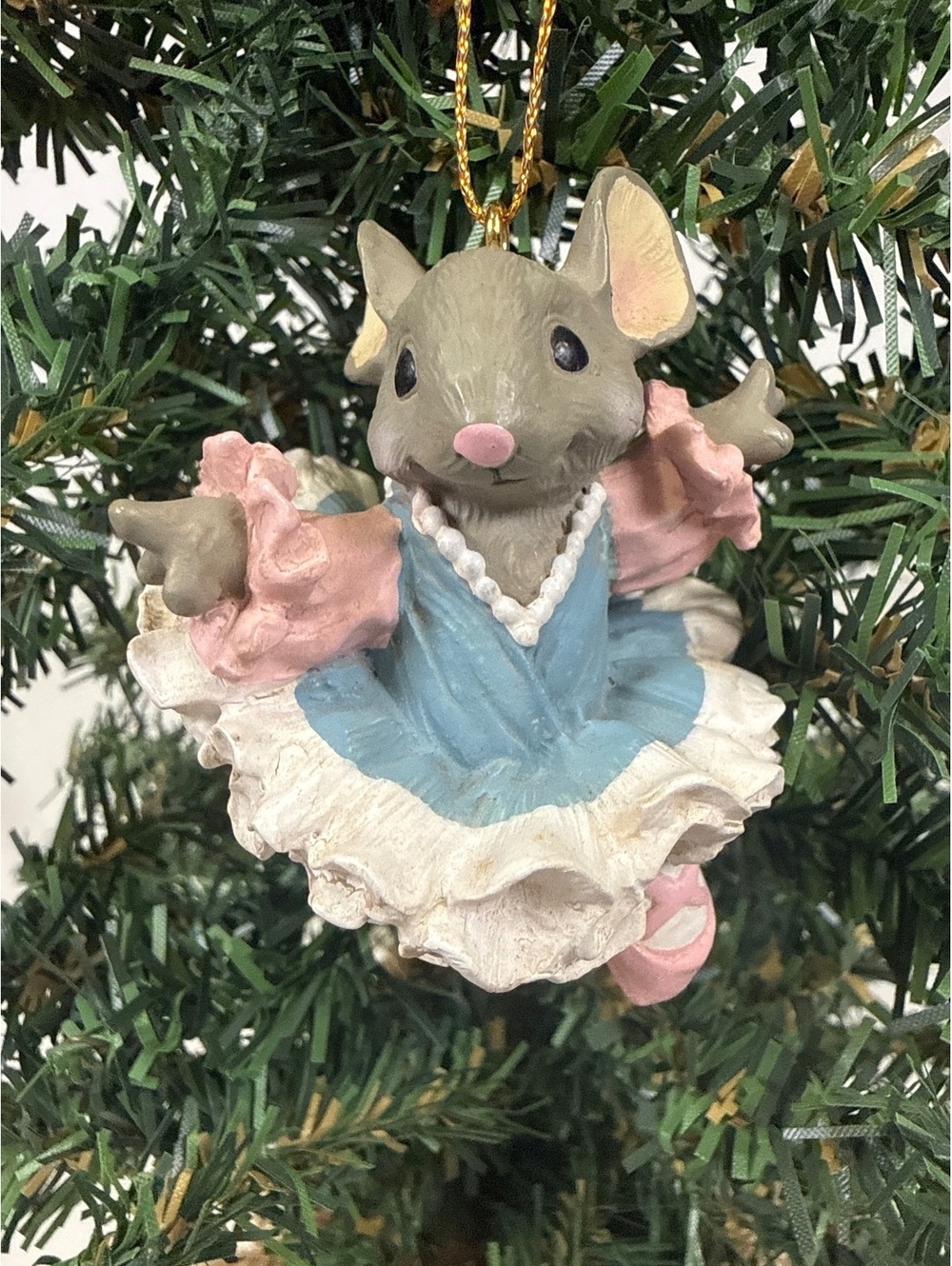 Vintage Ballerina Mouse Christmas Ornament Figurine